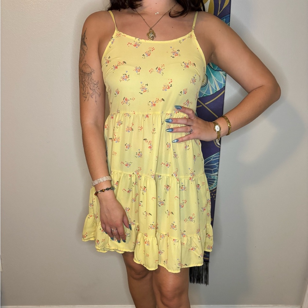 Floral Yellow Sleeveless Dress